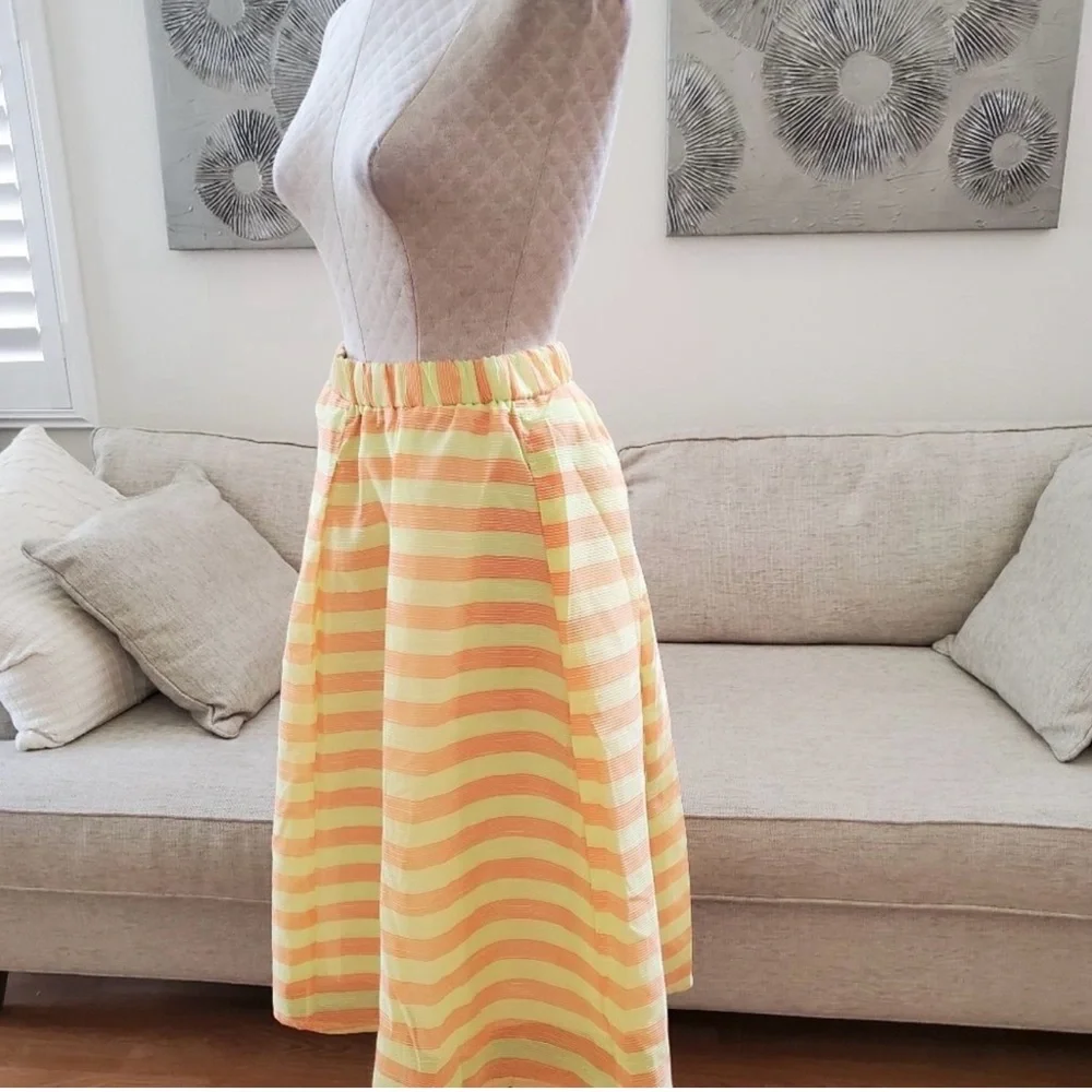 Lane Bryant 22/24 Yellow Striped A-Line Plus Skirt Summer Party Office lined